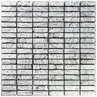Мозаика Skalini FDC-10 из глянцево-матового (микс) мрамора размер 30х30 см чип 15x48 мм толщ. 10 мм площадь 0.09 м2 на сетке