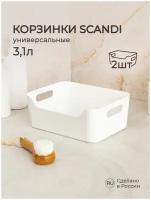 Комплект корзинок универсальных "SCANDI", 24х17х9 см, 3,1л, (Белый), 2шт