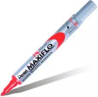 Маркер для белой доски PENTEL Maxiflo MWL5S-B, с жидкими чернилами, кнопкой подкачки чернил, круглый наконечник, красный