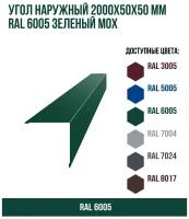 Угол наружный 2000х50ммх50мм RAL 6005 Зеленый мох(упк. 10 шт)