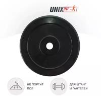 Диск для штанги/гантели обрезиненный UNIX Fit 5 кг х 25 мм, черный UNIXFIT