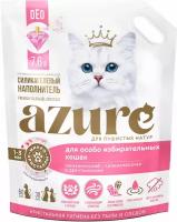Наполнитель Azure для кошачьего туалета силикагелевый, впитывающий, кристаллический, для избирательных кошек, гигиенический, с део-гранулами 7,6 л