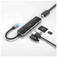 USB Хаб Hoco HB24 Type-C на HDMI + USB-C + USB3.0 + USB2.0 + SD + TF + PD