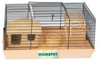 HOMEPET 27 см х 15 см х h13 см шаг прута 10 мм клетка-мини для грызунов с наполнением домик, миска, колесо бежевая, шт