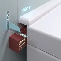 Акриловый плинтус бордюр для ванны BNV ПШ36 75 сантиметров, левая сторона, белый цвет, глянцевая поверхность