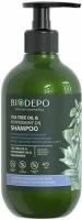 BIODEPO, Шампунь для волос с эфирными маслами чайного дерева и мяты себорегулирующий
