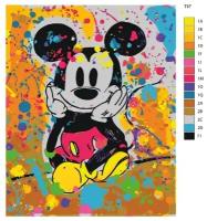 Картина по номерам T67 " Микки Маус с флуорисцентыми цветами", 40х50 см