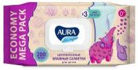 Влажные салфетки для детей Aura Ultra Comfort с крышкой, 200шт