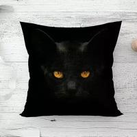 Подушка декоративная / Огненые глаза кошки / велюр / подарок / подушка диванная / подушка для интерьера