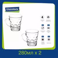 Набор стеклянных кружек Glasslock RM404-2 (280ml х 2), кружки для чая / кружки для кофе / стеклянные кружки / кружки стеклянные / стаканы / чашки