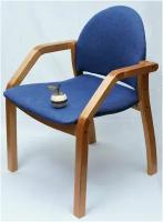 Стул кресло для кухни Джуно 2.0 мягкое, массив дерева (натуральный/синий Laguna 795) Мебиатор