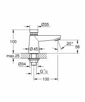 Кран GROHE Euroeco Cosmopolitan T без функции смешивания воды, хром (36265000) нажимной автоматический