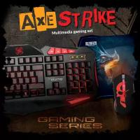 Игровой набор Qumo Axe Strike клавиатуры+мышь (проводная, оптическая, 800/1200/1600/2400 dpi)+ коврик