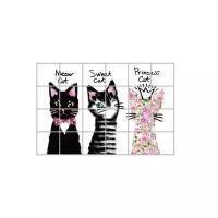 Интерьерная наклейка Фартук Черно-розовые кошки