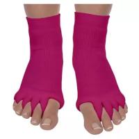 Массажные носки-разделители для пальцев ног (цвет малиновый)
