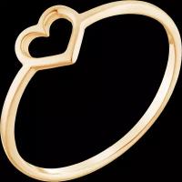 Кольцо золотое Сердце, ср.вес изделия 0,64 гр, арт. 10110083 Ювелир Карат 16.5