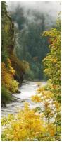 Самоклеящиеся фотообои "Горная речка, осень", размер: 90x210 см