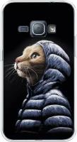 Силиконовый чехол на Samsung Galaxy J1 2016 / Самсунг Галакси Джей 1 2016 Кот в капюшоне