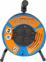 Удлинитель силовой на катушке GLANZEN 4 розетки ПВС 3х1,5 IP44 40м арт. EB-40-020