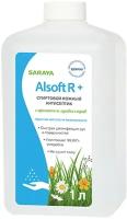 Saraya Alsoft R+ Антисептик спиртовой кожный с ароматом луговых трав, наполнитель, 1 л