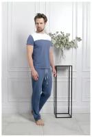 Мужская дымчато-голубая домашняя пижама, 50