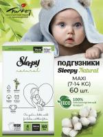 Подгузники детские Sleepy Natural р.4 (7-14 кг) 60 шт
