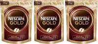 Кофе растворимый Nescafe Gold 75 грамм пакет 3 штуки