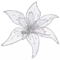 Цветок пуансеттия декоративный ажур с клипсой диаметр 30 см цвет: white Lefard (136-108)