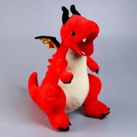 Мягкая игрушка Дракон, с чёрными крыльями, 45 см, цвет красный