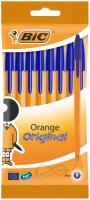 Шариковая ручка для письма синяя тонкая BIC Orange Fine пишущий узел 0,8 мм письменный набор из 8 шт