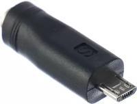 Адаптер-переходник GSMIN 5.5 мм x 2.1 мм DC (F) - micro USB (M) (Черный)
