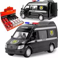 Металлическая машинка WGT Car «Mercedes-Benz Sprinter: Полиция» свет и звук, инерционная / Черный