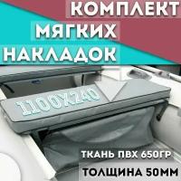 Набор мягких накладок с сумкой из ПВХ на сиденья (банки) лодки 110 на 24 см серого цвета