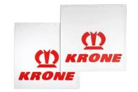 Брызговики задние на прицеп KRONE+корона 400*400 "LUX" белая резина с красной надписью (комплект)