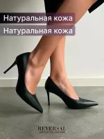 Туфли лодочки на высоком каблуке натуральная кожа, Reversal, 04-S729P-503_Черный-(Бежевый-черный)-39