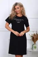 Туника женская с принтом, платье, цвета черный размер 54