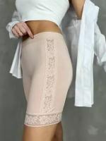 Женский панталоны тонкие с кружевом шортики, капучино