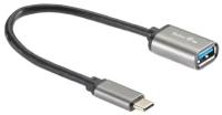 Кабель-адаптер Telecom Type-Cm --> USB 3.0 Af, OTG, 1,5A, 5,0Gbps, Alum grey 0,2m (TC409M)