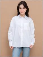 Белая женская оверсайз рубашка, 44–48 размер