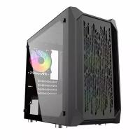 Корпус Powercase Alisio Micro X3B, Tempered Glass, 1х 120mm +2x 140mm 5-color fan, чёрный, mATX (CAMIB-L3)