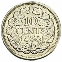 Нидерланды 10 центов 1938 г. (2)