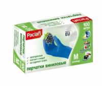 Paclan Перчатки виниловые неопудренные Голубые 100 шт Размер M