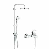 Душевая стойка с верхним душем и смесителем для ванны Grohe Euroeco 60, хром