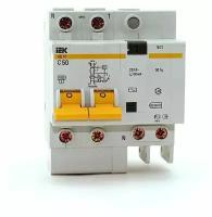 Дифференциальный автомат IEK АД 12 2П 100 мА C 4.5 кА AC электромеханический 50 А 100 мА