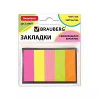 BRAUBERG закладки клейкие неоновые бумажные, 45х15 мм, 100 штук (122734) 5 шт. разноцветный 45 мм 15 мм 100 листов