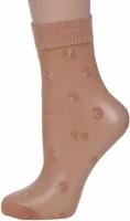Телесно-коричневые женские тонкие прозрачные носки с люрексом Fiore 1147/g pop in 15 den