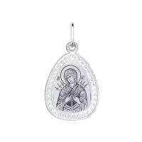 Серебряная нательная иконка с ликом Божьей Матери Семистрельной 94100151