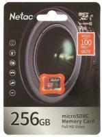 Netac Карта памяти Micro SecureDigital 256GB P500 Extreme Pro MicroSDXC V30 A1 C10 up to 100MB s, retail pack card only NT02P500PRO-256G-S