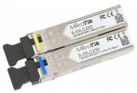 Комплект Mikrotik S-3553LC20D (2 шт.) SFP модулей, с разъемом LC, со скоростью передачи данных 1,25 Гбит/с на расстояние до 20 км, работает в волновом