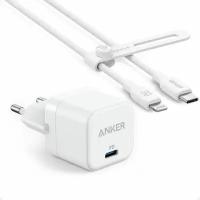 Сетевое зарядное устройство Anker Cube Power Port III B2149+ кабель USB-C, MFI, 20W, белое